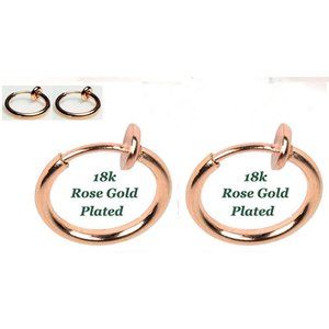 NEW 2-18k Rose Gold Plate Spring-Fake Cheater Nose-Lip-Ear Rings No Pain!